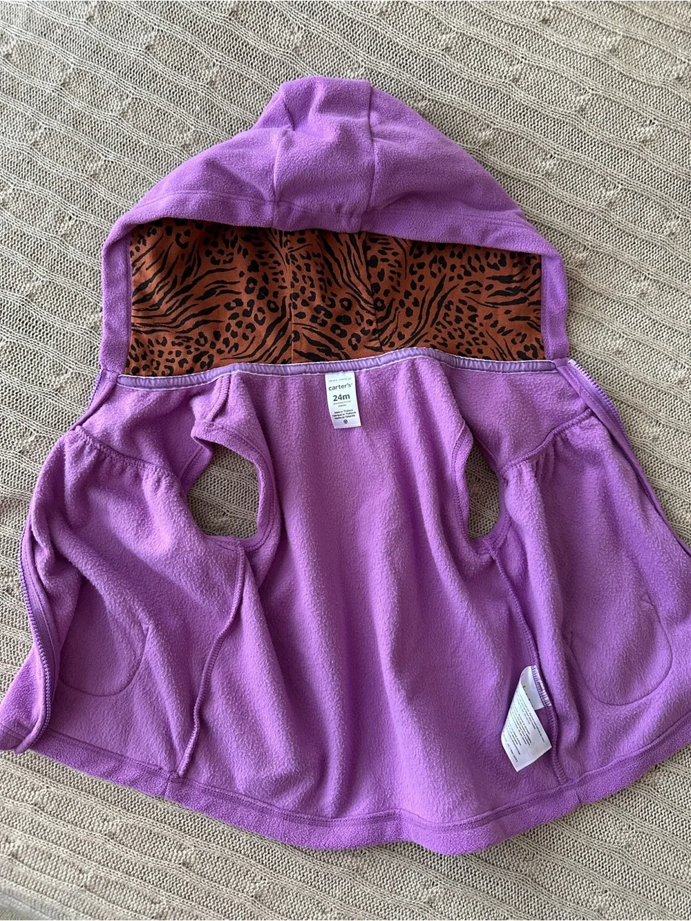 EUC Carter’s 3pc Baby Girl Outfit Set, Purple Leopard, 24 Months